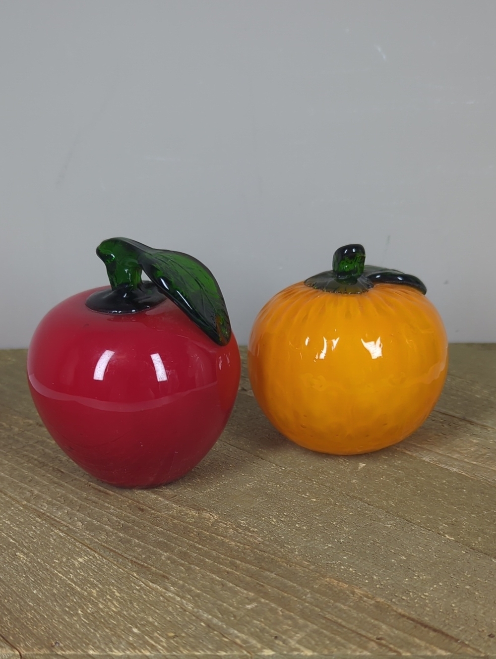 Glass Apple and Orange Decorative Accents - Red & Orange - Picture 1 of 5